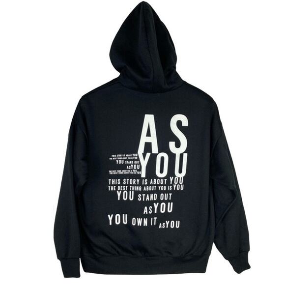 ASYOU Hoodie Womens US Size 4 Motivational Graphic Print in Black & White - Picture 1 of 4